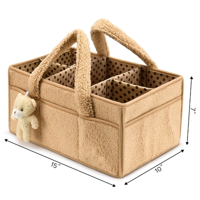 Plush Sherpa Exterior Cozy and Functional Baby Changing Basket Perfect for Gifting to New Moms