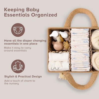 Plush Sherpa Exterior Cozy and Functional Baby Changing Basket Perfect for Gifting to New Moms