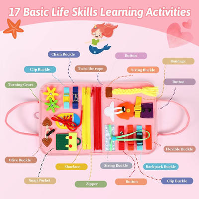 Montessori Toy Busy Book for Toddlers 1-3 Educational Learning Toy Activity for Basic Motor Skills