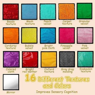 Sensory Toys for Autism 16 Mats of Different Colors and Textures for Autistic Children Kids Baby Toddler Fidgeting Activity