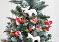 Custom Color Christmas Felt Balls Christmas Elk Pattern With White Cotton Rope