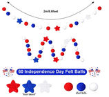 Bulk Independence Day Felt Pom Poms White Blue And Red Ball