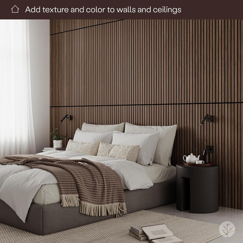 Slatpanel Walnut Acoustic 3D Textured Wood Panels For Walls Ceilings Decorative Panels For Homes