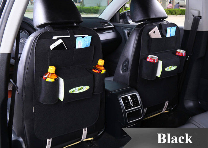 Black Grey Brown Car Seat Back Bag Organizer , Felt Car Seat Organizer Bag