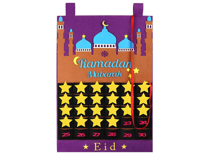 Ramadan Advent Felt Calendar Eid Mubarak Hanging Countdown Calendar 20*14''